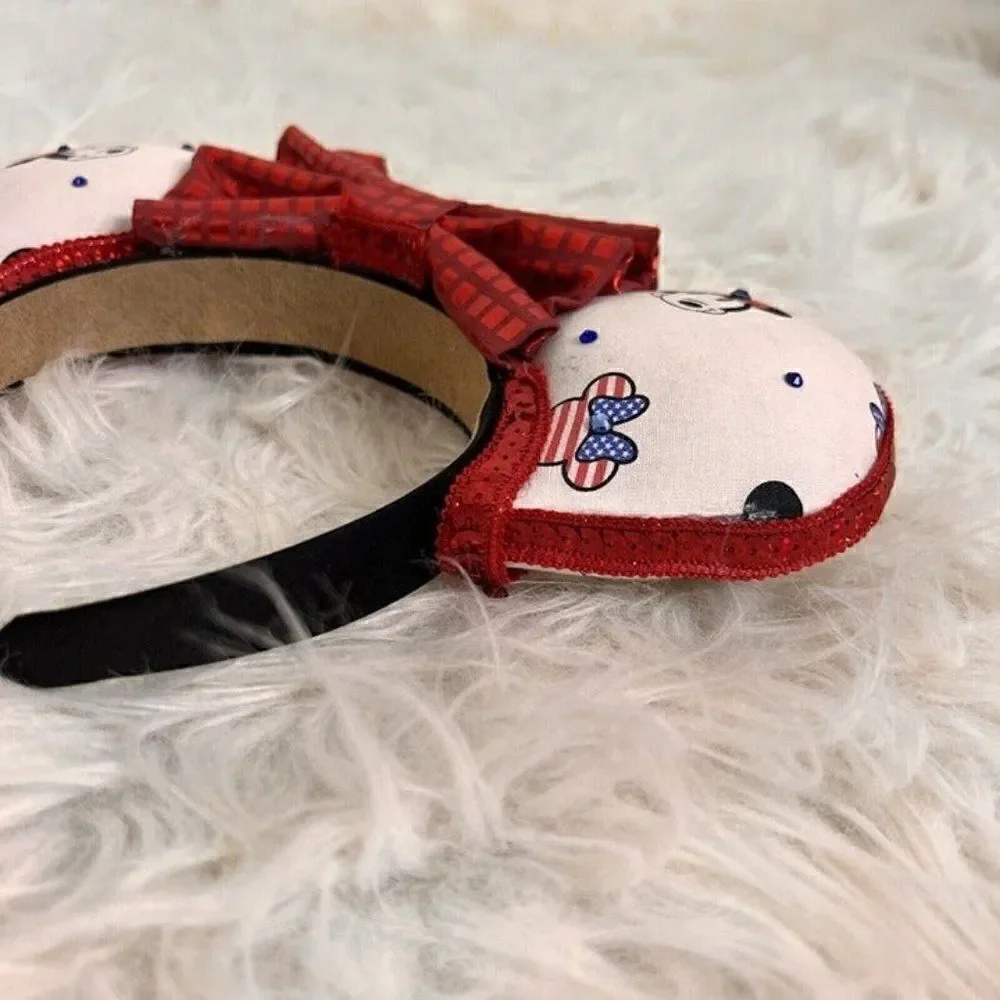 Minnie Mouse Retro Ears Headband with Bow Handmade Fits Adult or Tween Disney